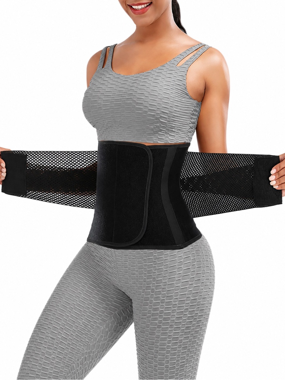 CE Adjustable Waist Trainer / Sweat Belt – Black | Size M